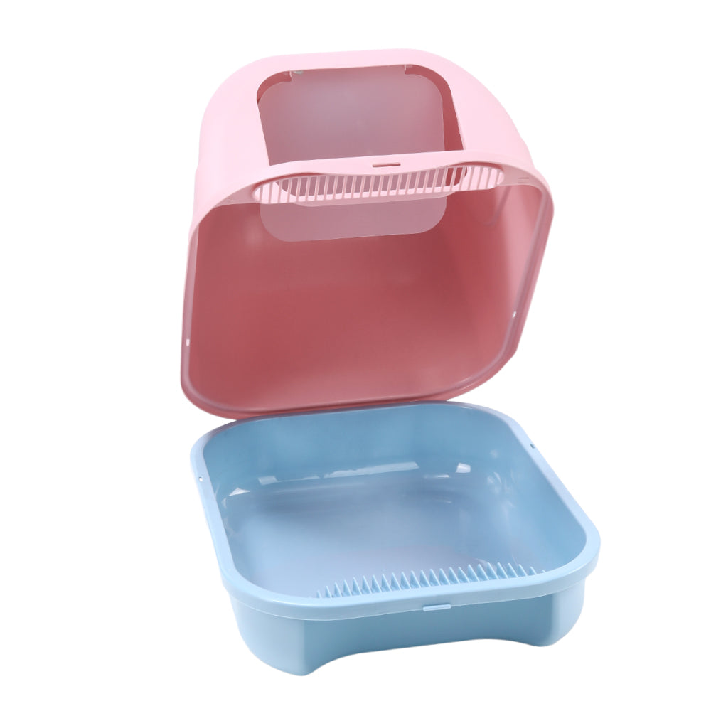 Durable Pp Cat Litter Box With Handle And Scoop Portable | Pink