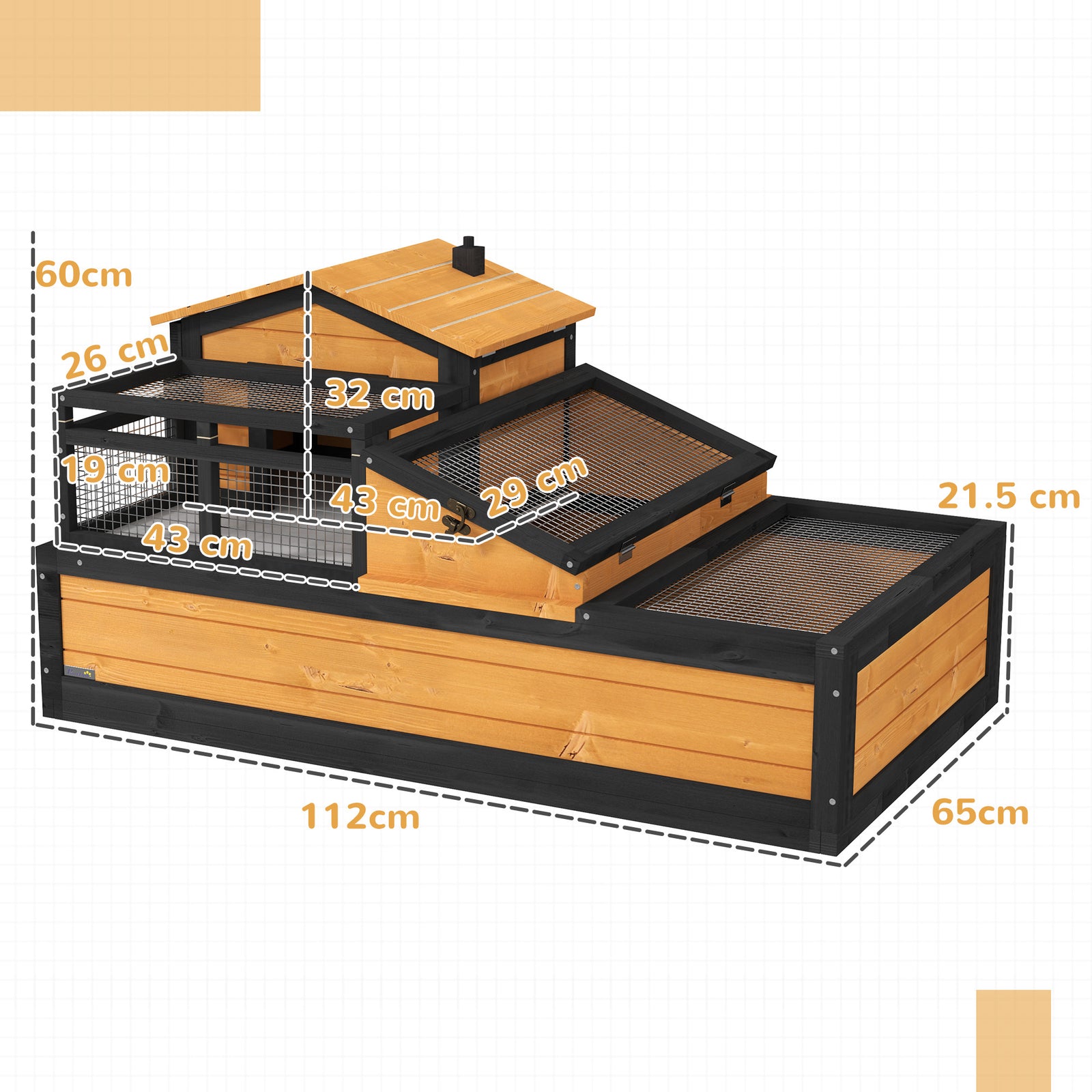 Three-room Tortoise House Habitat With Balcony, Two-story Large Reptile Cage