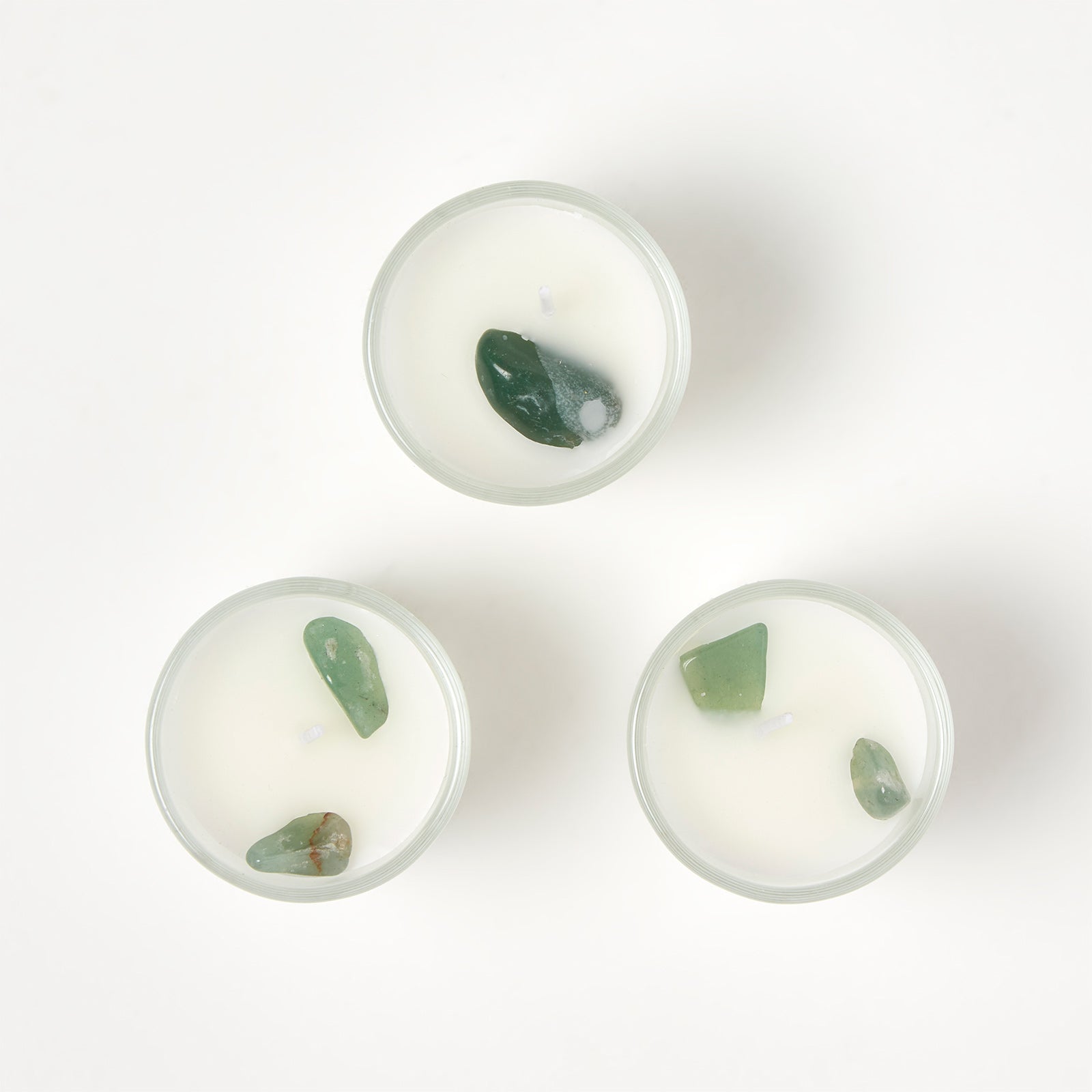 HOMESCAPES Fluorite Black Tea & Vetiver Crystal Scented Candle Set, Pack Of 3