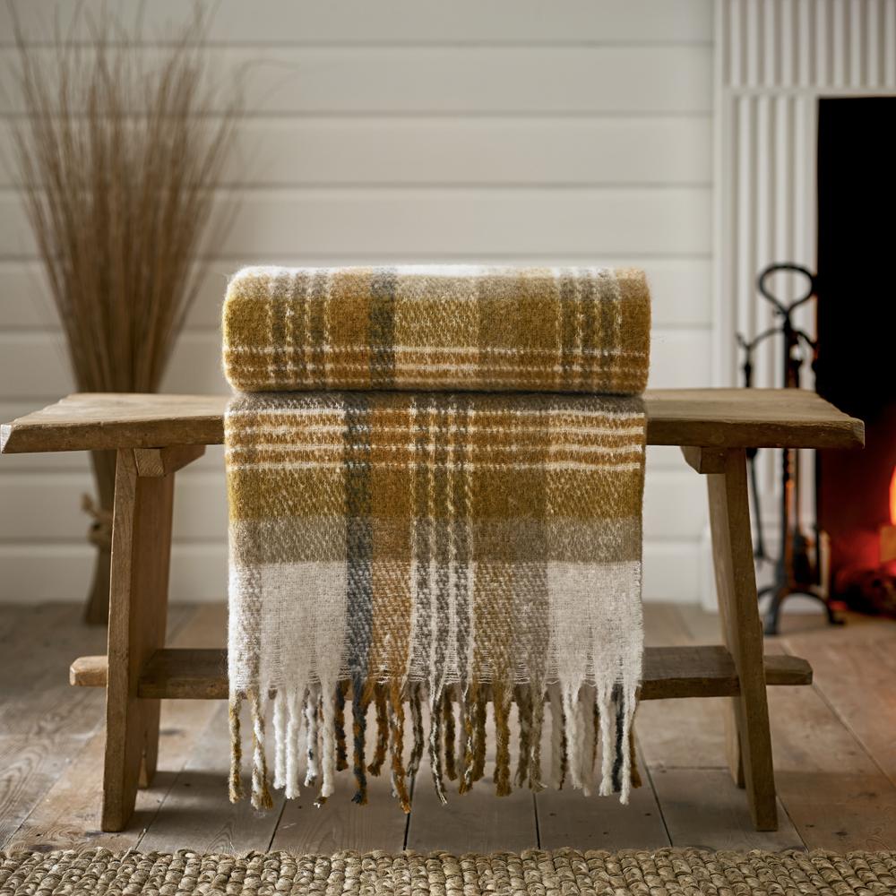 Ripon Ochre Supersoft Yarn Dyed Jacquard Throw