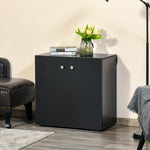 Freestanding Storage Cabinet Two Shelves Wooden Sideboard | One Size | Black