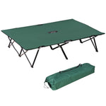 Double Camping Folding Cot Outdoor Portable Sleeping Bed | Green
