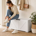 Storage Trunk For Living Room, With Safety Hinges, 100cm | White