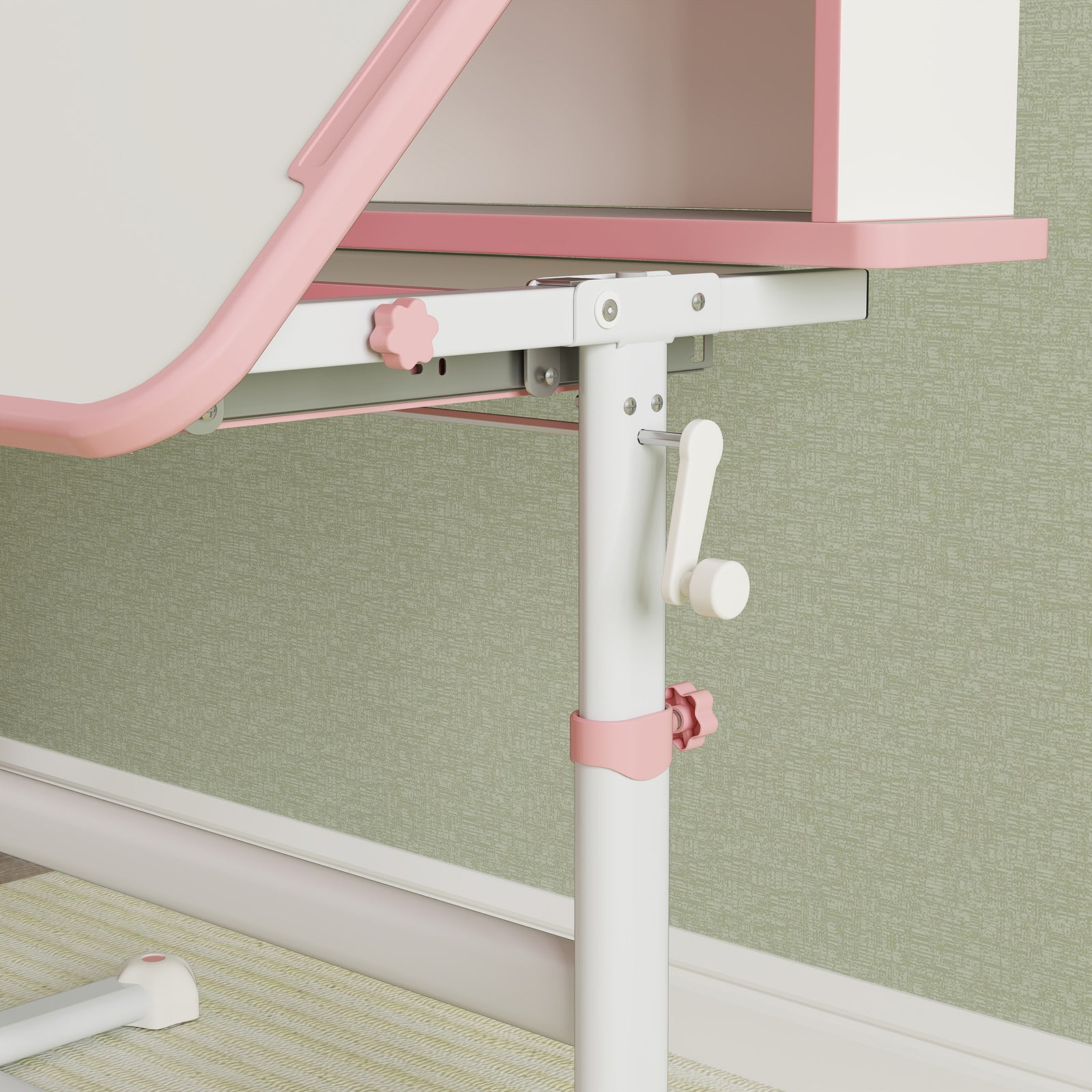 Kids Desk And Chair Set W/ Tiltable Desktop Reading Rack | Pink