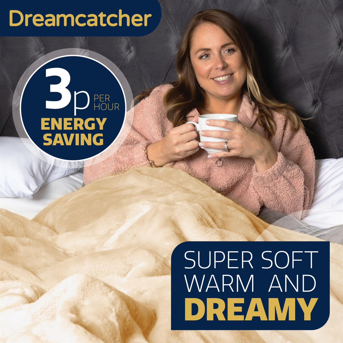Heated Throw Faux Fur Electric Blanket 160 X 130cm Thermal Blanket & Timer 9 Heat Settings | Double | Cream