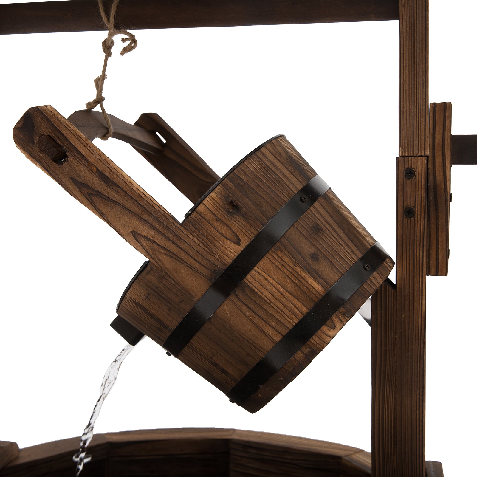 Wood Wishing Well Fountain With Pump, Garden Ornament