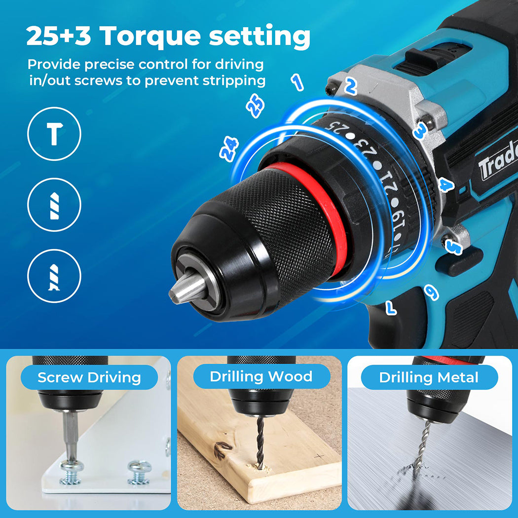 96 In 1 Cordless Electric Drill Set Driver Screwdriver Rechargeable | Blue