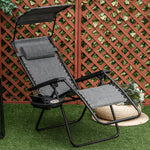 Zero Gravity Chair Adjustable Patio Lounge W/ Cup Holder | Light Slate Gray