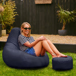 Recliner Indoor Outdoor Bean Bag Chair & Pouffe Chair | Navy Blue