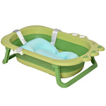 Baby Bath Tub For Toddler Foldable W/ Baby Cushion For 0-3 Years Green