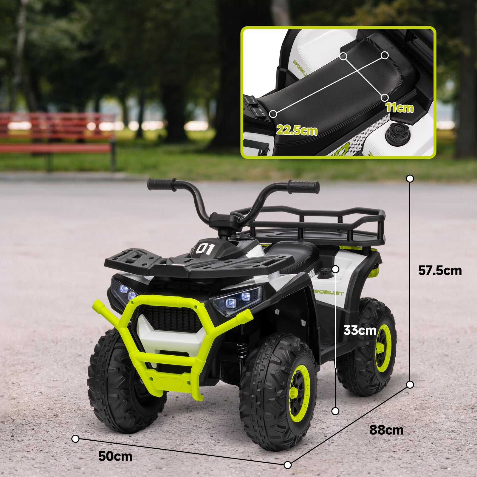 12v Kids Electric Ride On Atv W/ Spring Suspension, Storage Basket | Green