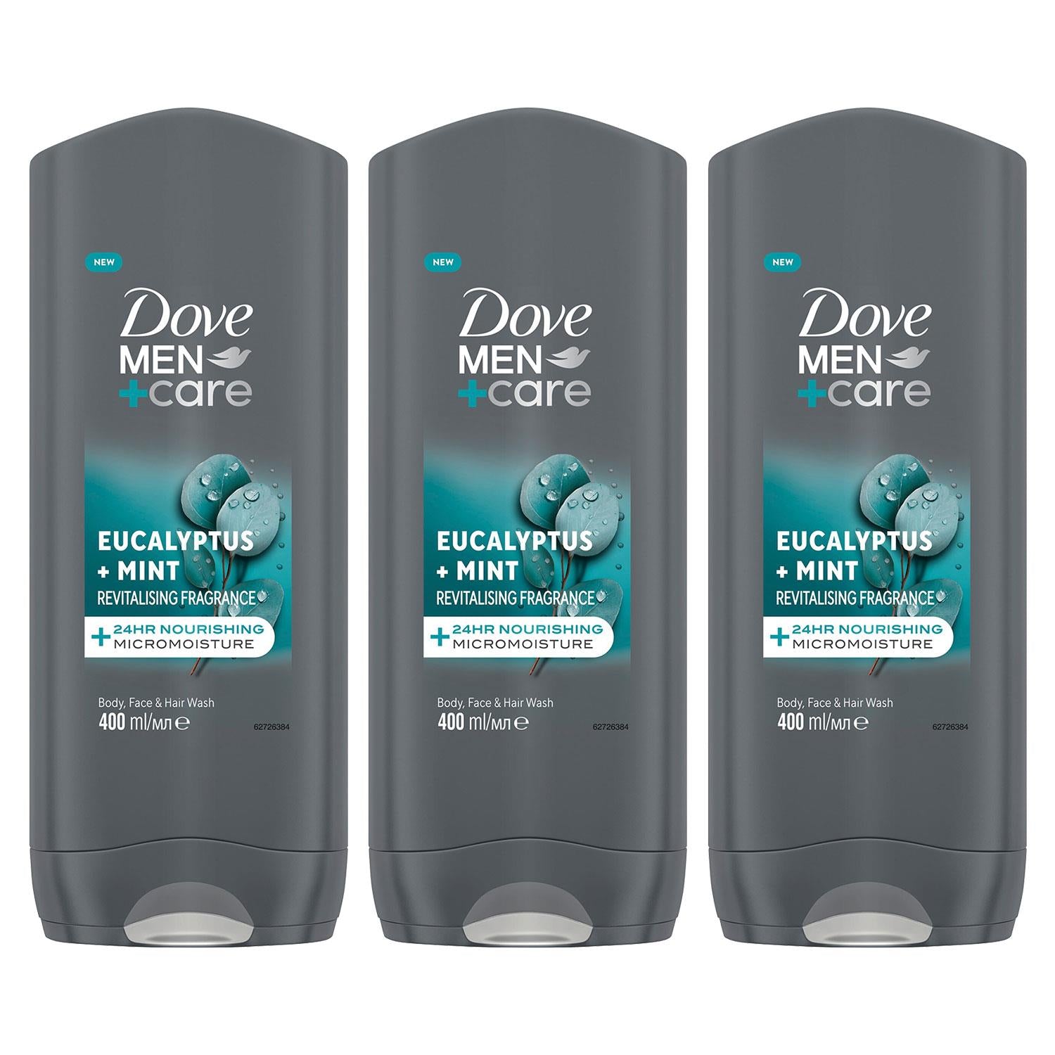 Men+care 3-in-1 Hair, Body & Face Wash Eucalyptus + Mint Fragrance, 3x400ml