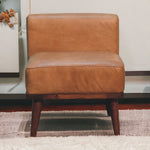 Solid Mango Wood Tan Buffalo Backrest Footstool