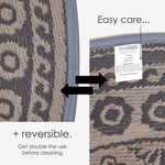 Luxury Outdoor Rug Waterproof Reversible Round For Garden Patio, Black Mandala