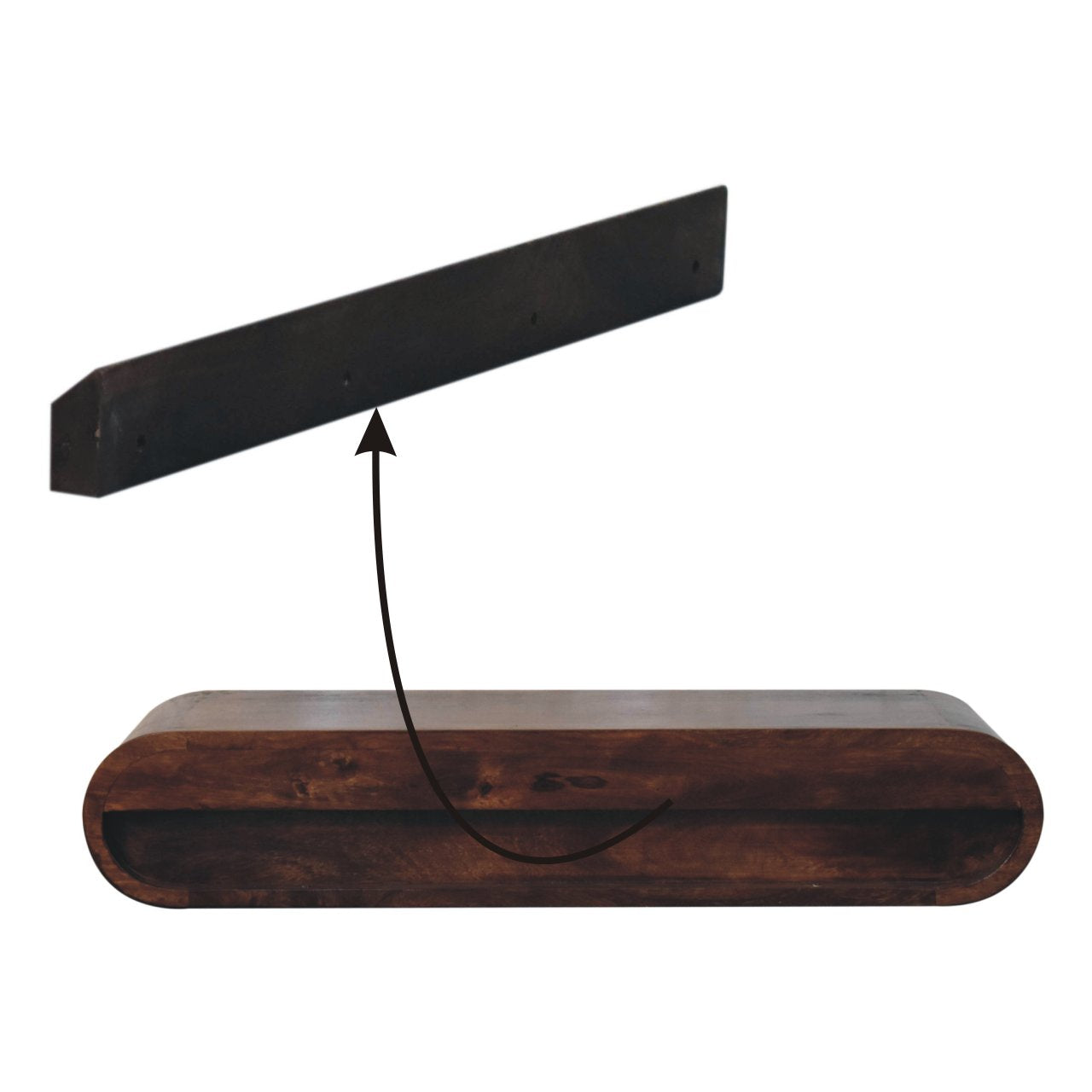 Wall Mounted California Walnut Console Table, 2 Drawers, Dark Brown
