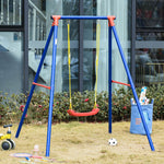 Metal Swing Set W/ Adjustable Rope A-frame Stand Outdoor Playset