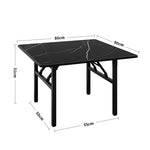 80*80*50cm Square Folding Coffee Table With Marble Effect Top | 80cm x 80cm | Black