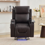 Byron Electric Riser Recliner Chair With Massage And Heat, Drink Cooler, Table | Brown