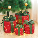 4pcs Christmas Gift Box Decorations With Led String Lights | Red