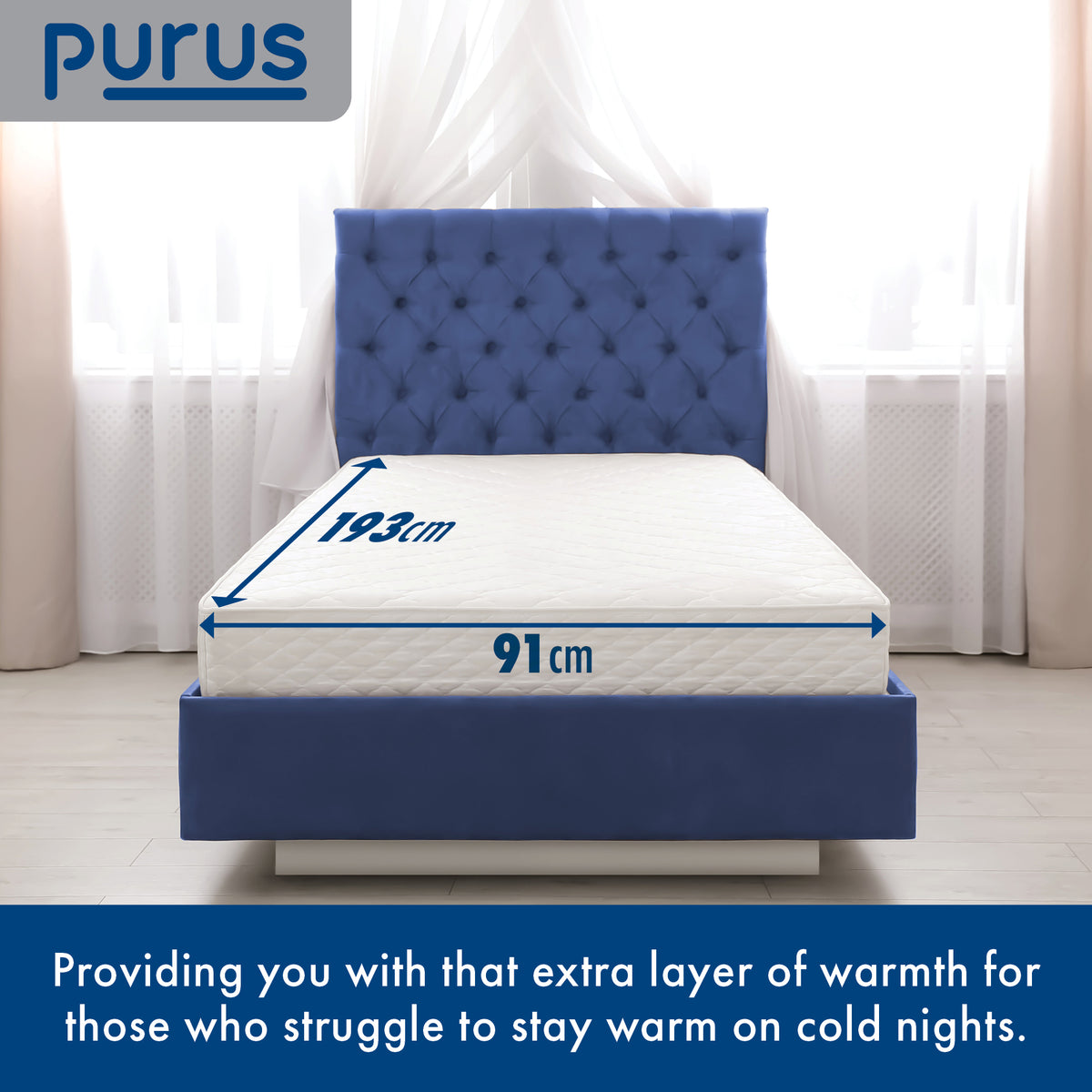 Luxury Electric Blanket Fully Fitted Heated Bed Underblanket Polyester Detachable Control 3 Heat Settings | Single | White