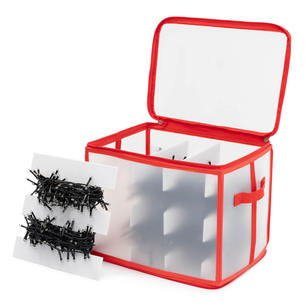 Ornament Storage Bag Box Cube With Lid And Handles | Red