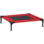 Pawhut Pet Raised Bed Elevated Cool Cot Home Camping Basket Breathable M Red