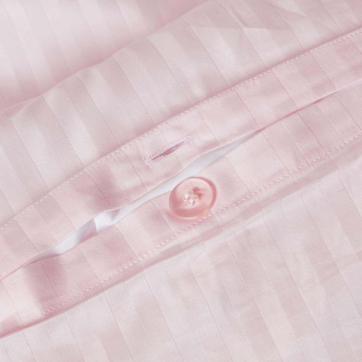 Egyptian Cotton Stripe Duvet Cover With Pillowcase, 330 Tc | Super King | Dusky Pink
