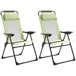 Garden Chairs Set Of 2 Folding Camping Chair Recliners | Green