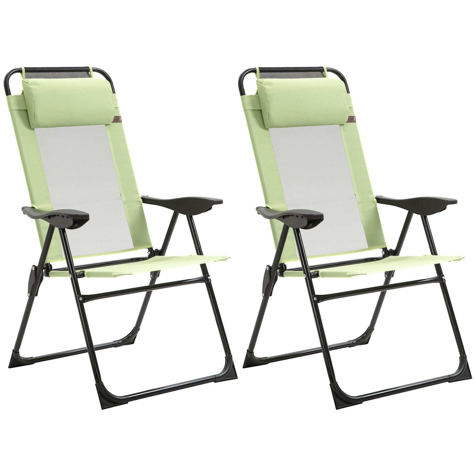 Garden Chairs Set Of 2 Folding Camping Chair Recliners | Green