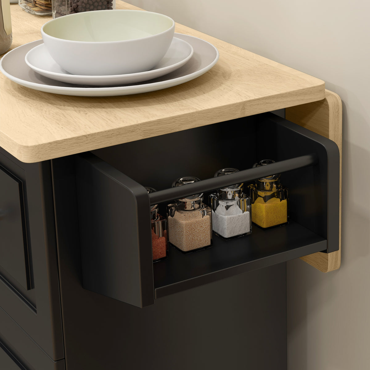 HOMCOM Kitchen Island On Wheels, Kitchen Cart With Drop Leaf, Black