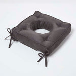 Faux Suede Coccyx Dining Chair Cushion With Ties | 40cm x 40cm | Grey