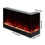 L-Shaped Smart Electric Fireplace with APP & Remote Control, 750W/1500W Recessed Fireplace Heater, 12 Flame Colours, Adjustable Brightness, Timer & Realistic Crystal Flame Effect, Black Electric Fireplace