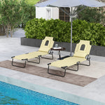 Set Of 2 Sun Lounger Recliner Chairs | Set of 2 | Beige