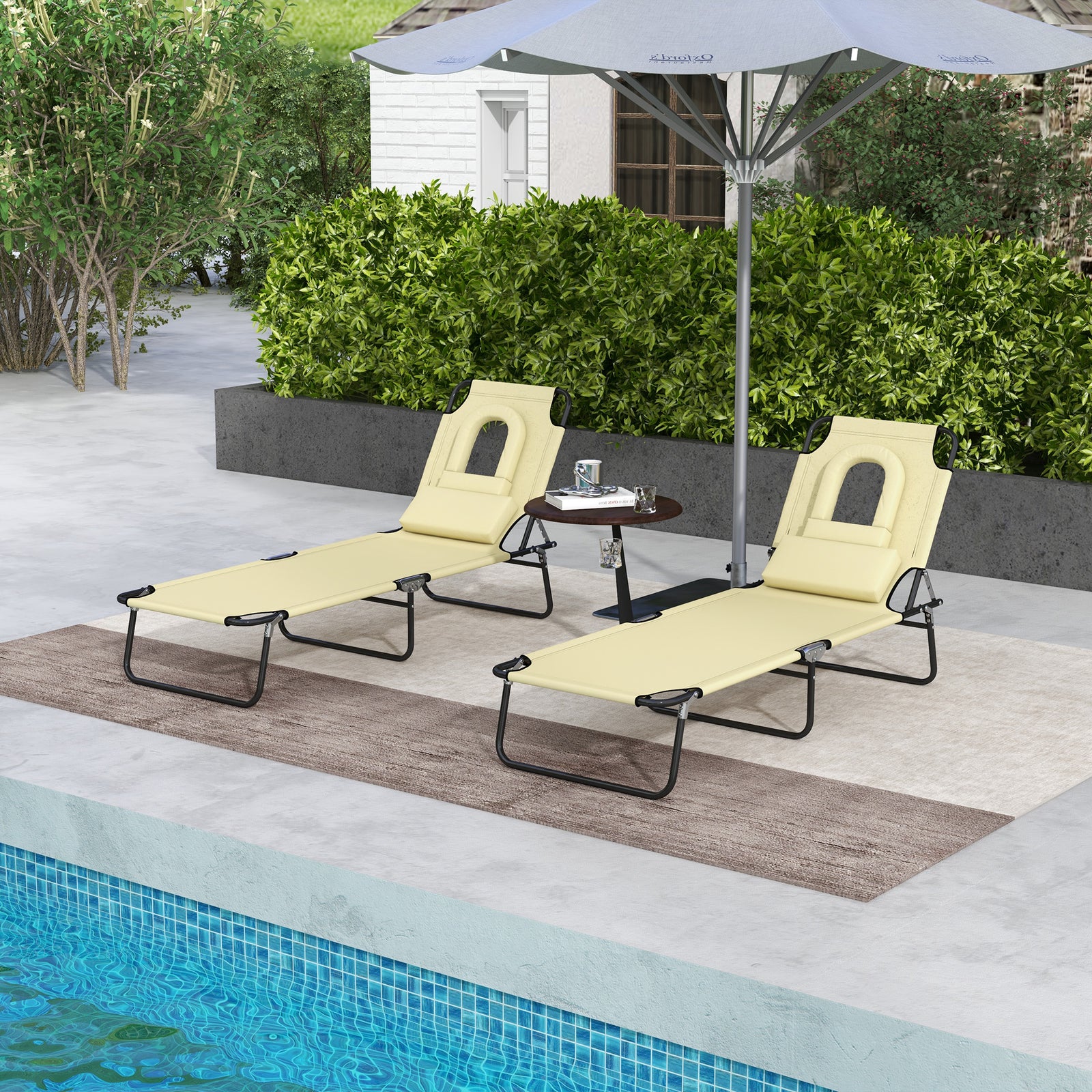 Set Of 2 Sun Lounger Recliner Chairs | Set of 2 | Beige