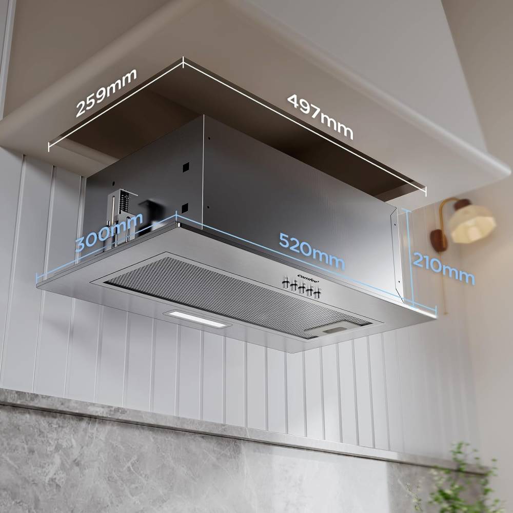 52cm Metal Insert Range Hood Cooker Extractor With 3-speed Modes
