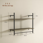 Wall Shelf Unit With 4 Hooks For Living Room, Entryway | One Size