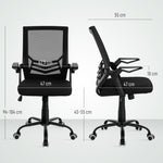 Vinsetto Office Chair w/ Flip-up Armrest Mid Back Mesh Back Black