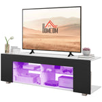 Tv Stand 145cm Glass Shelves Rgb Led | Black