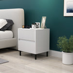 Bedside Table With 2 Drawers And Steel Legs For Bedroom | One Size | White