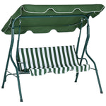 3-person Garden Swing Chair With Adjustable Canopy, Stripes | Green
