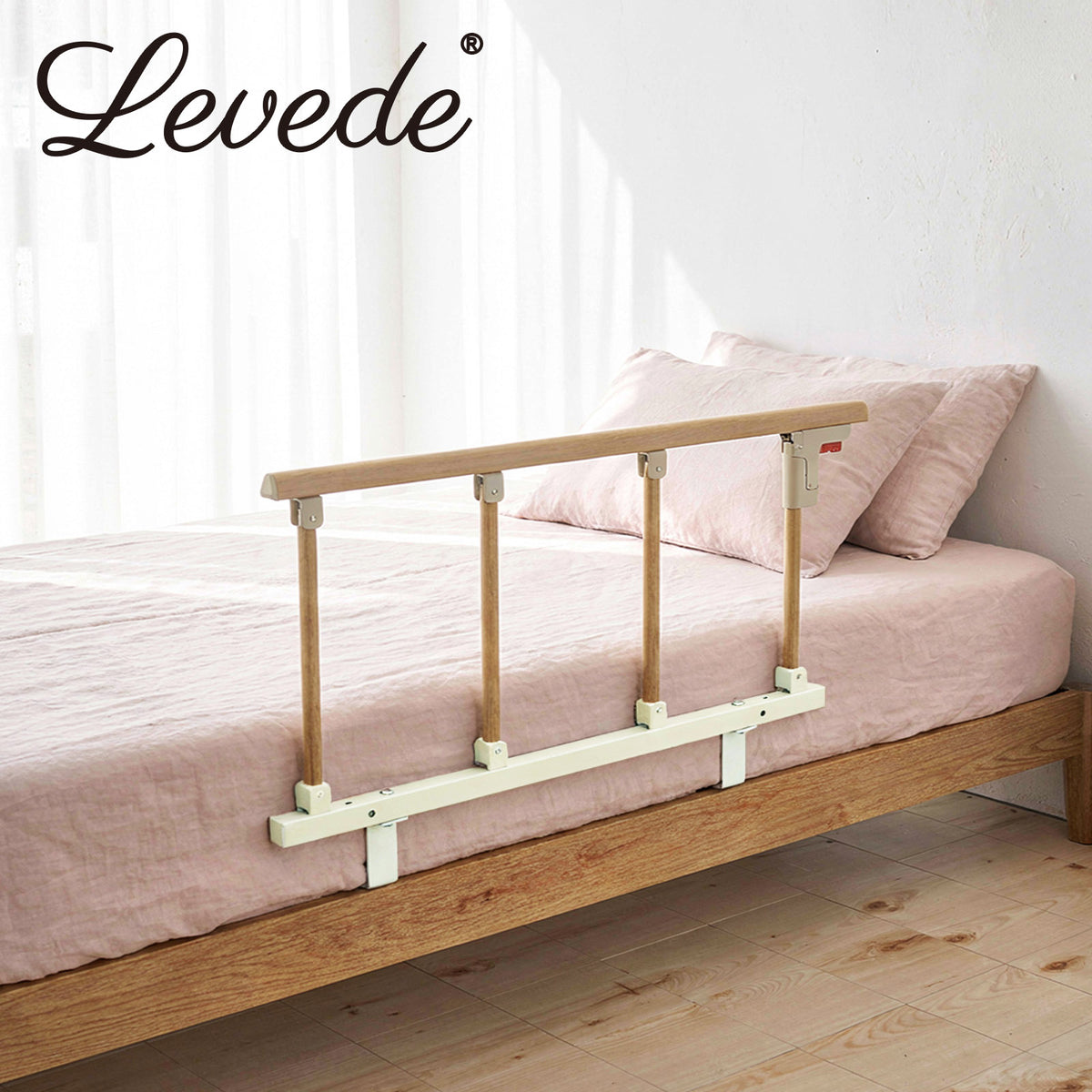 Bed Rail Folding Bed Guard Safety For Elderly Adults Assist Bed Side | White