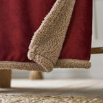 Blackbrook Ultrasoft Flannel Throw With Sherpa Back | 125cm x 150cm | Burgundy