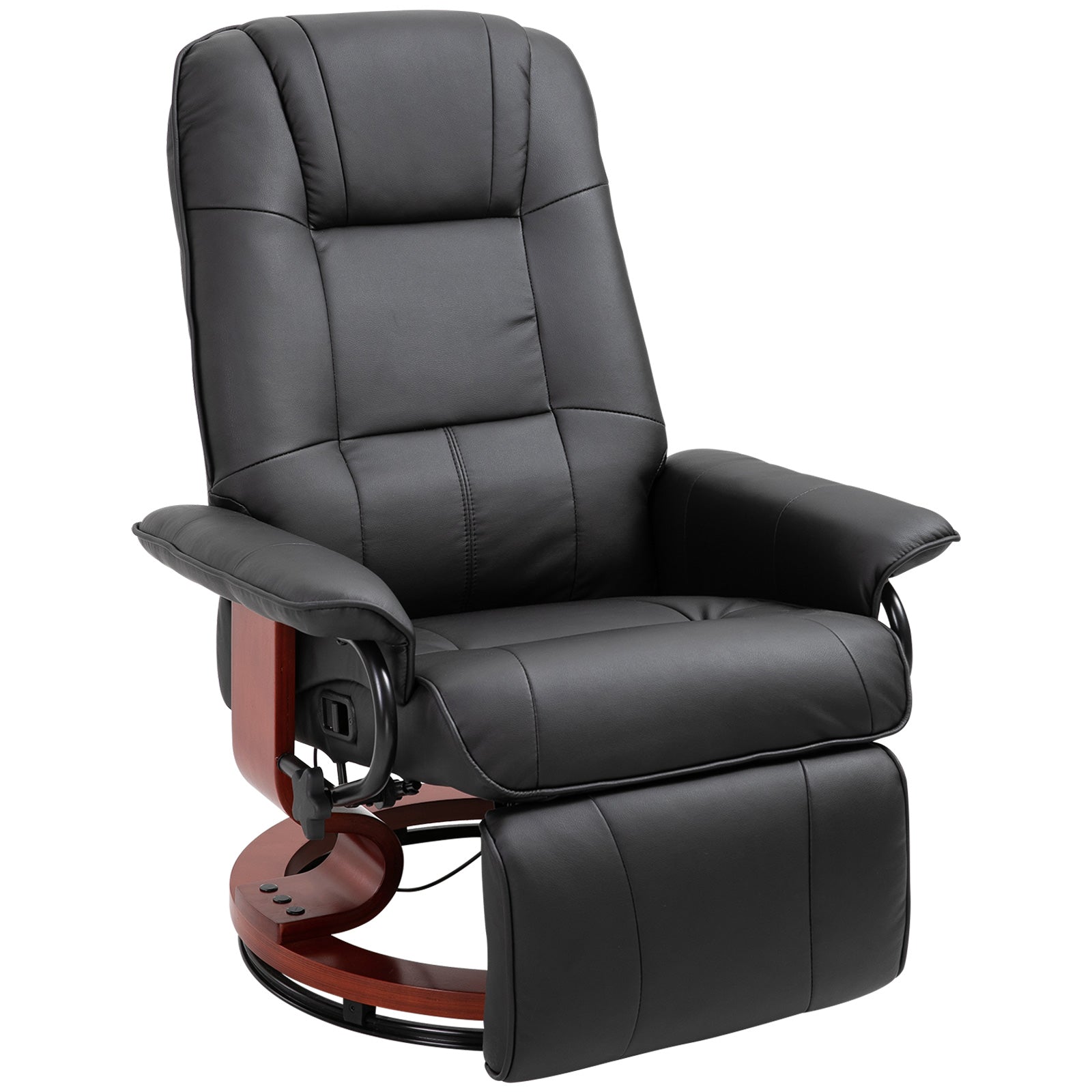 Manual Recliner Swivel Reclining Chair With Footrest Armrests | Black