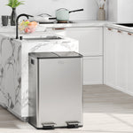 2 X 28l Dual Kitchen Bin Pedal Bin For Recycling And Waste | Silver