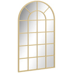 HOMCOM Modern Arch Window Wall Mirror For Living Room Bedroom, Gold Tone