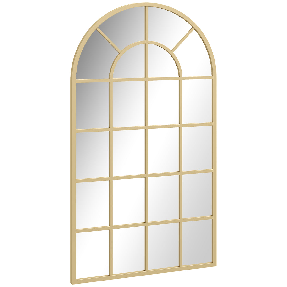 HOMCOM Modern Arch Window Wall Mirror For Living Room Bedroom, Gold Tone