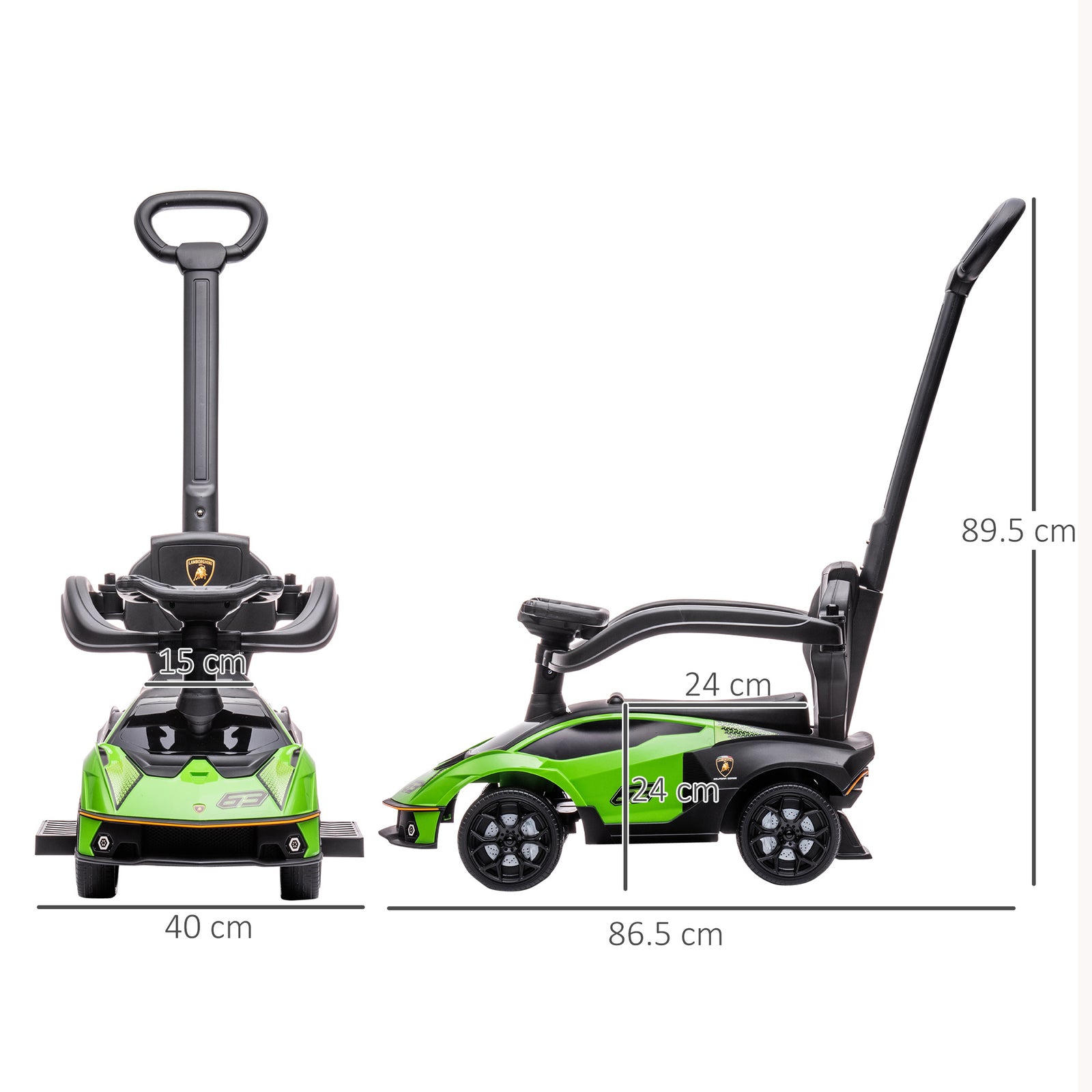 Lamborghini 2 In 1 Baby Ride On Push Car Toddler Push Along Car | Green