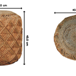 Artisan Furniture Solid Wood Jute Fiber Footstool Large Pattern