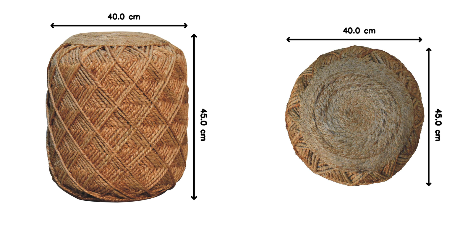 Artisan Furniture Solid Wood Jute Fiber Footstool Large Pattern