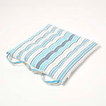 Striped Seat Pad With Button Straps 100% Cotton, 40 X 40 Cm | Set of 1 | Blue